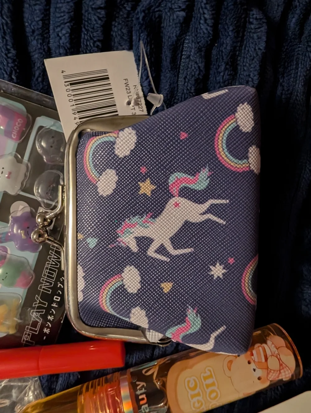 Girls Bundle Cute Unicorn Coin Purse - Blue Rainbow Wallet for Kids